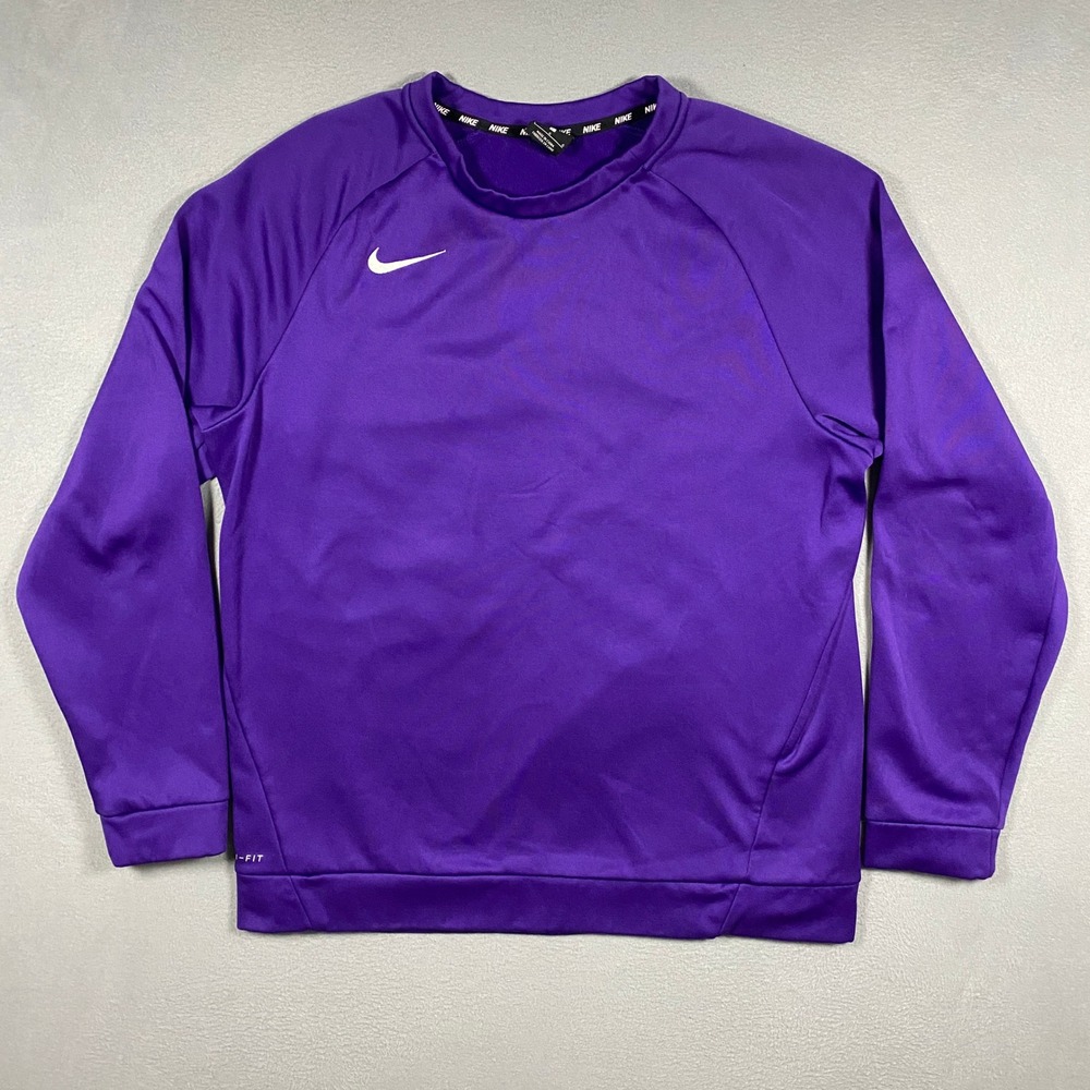 Nike Sweatshirt Mens Large Purple Dri-FIT Fleece Lined Crew Neck 867303-545